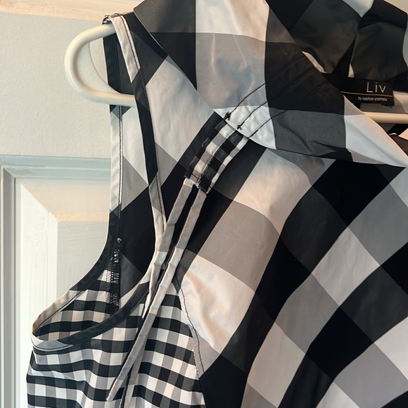 Liv by Habitat Black and White Nylon boat neck Checkered Women's Top - Picture 3 of 4
